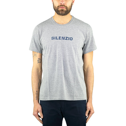 T-Shirt ASPESI AY27 Grigio Melange con Stampa Silenzio